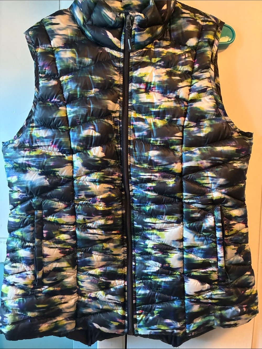 Tangerine Black Multi Quilted Sleeveless Puffer Vest
